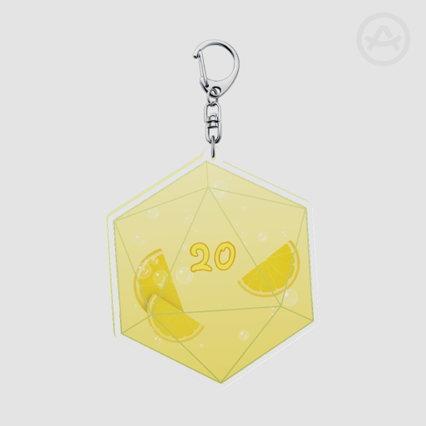 Lemonade and Pink Lemonade Double Sided D20 Clear Acrylic Keychain
