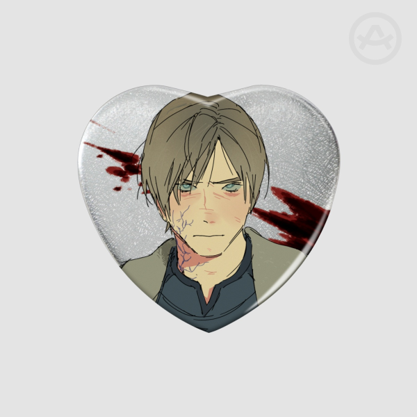 Leon Kennedy Resident Evil Heart Shape Holographic Badges