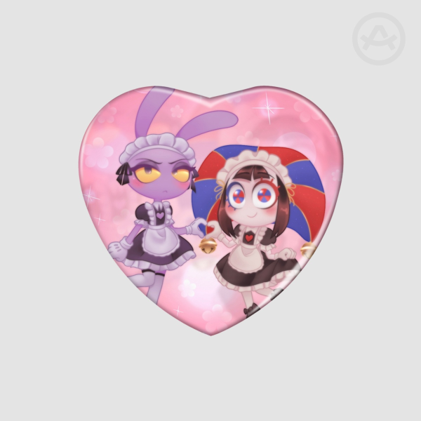 Maid Funnybunny Heart Shape Holographic Badge