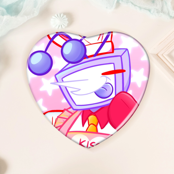 Cooking Mr ant Tenna Heart Shaped Badge