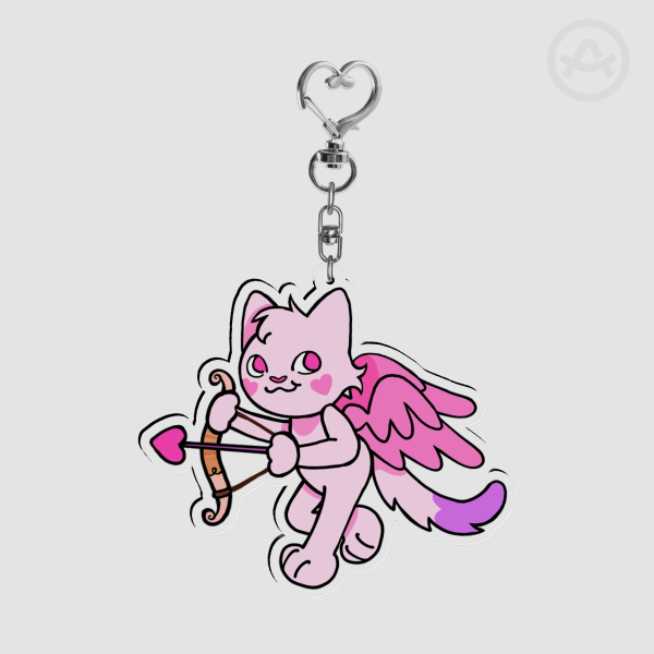 Cupid kitty keychain