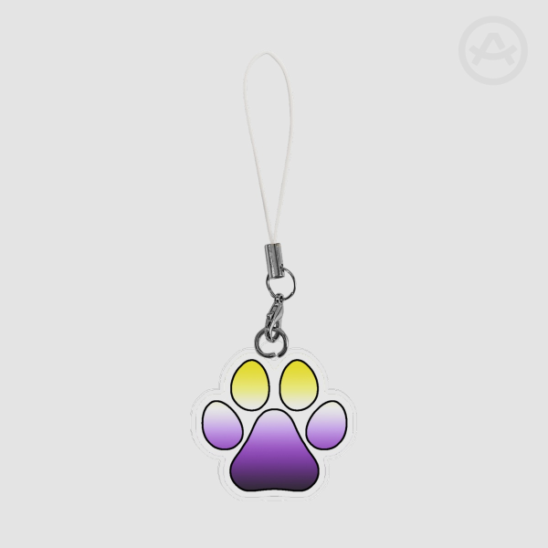 Mini Non-Binary Pride Pawprint Acrylic Keychain Charm
