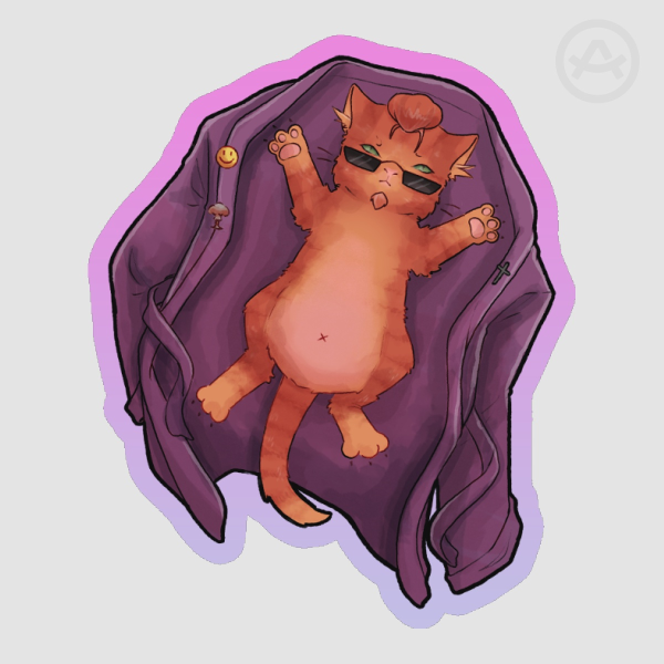 Silly Cat Postal Dude Sticker