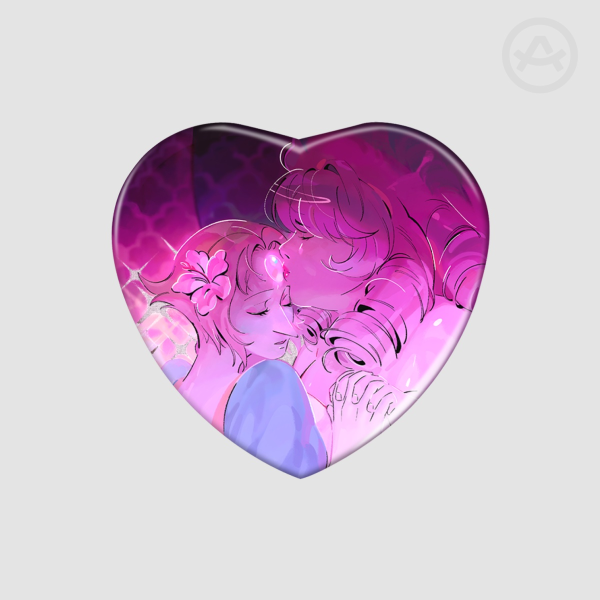 [Steven Universe] Pearl & Rose Quartz Holographic Heart Badges