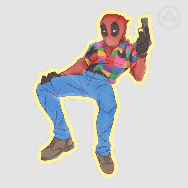 Colored Edge Deadpool Sticker