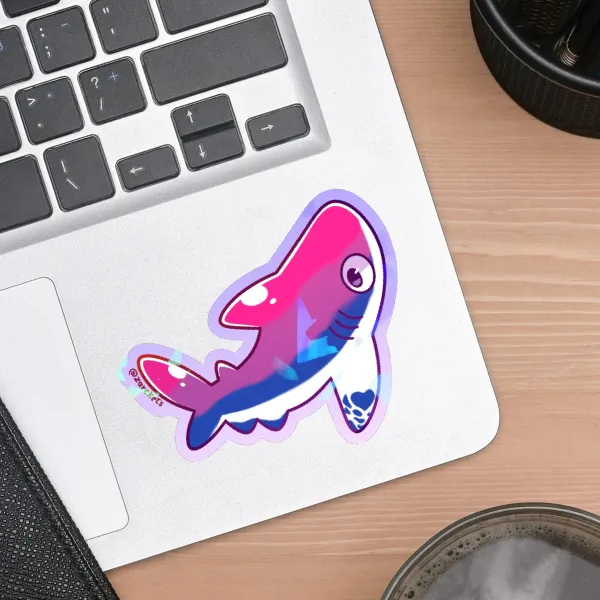Bisexual Shark // Colored Edge Die Cut Stickers