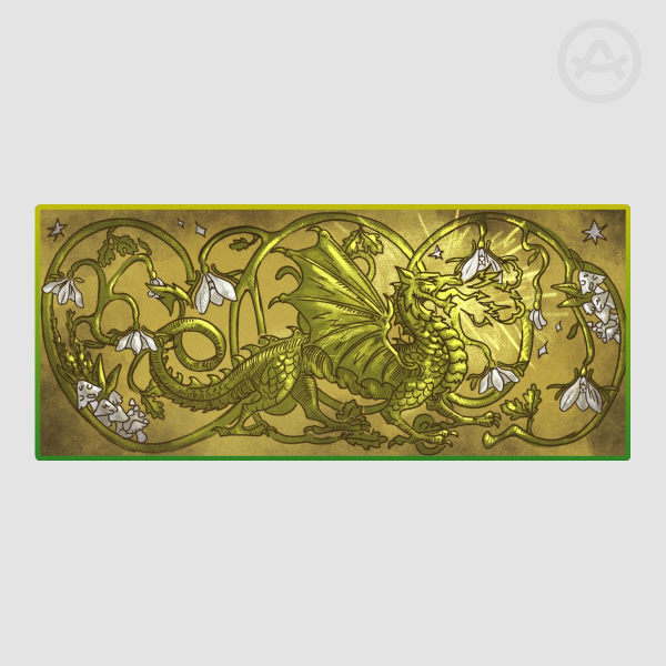Green Dragon - Colored Edge Die Cut Stickers