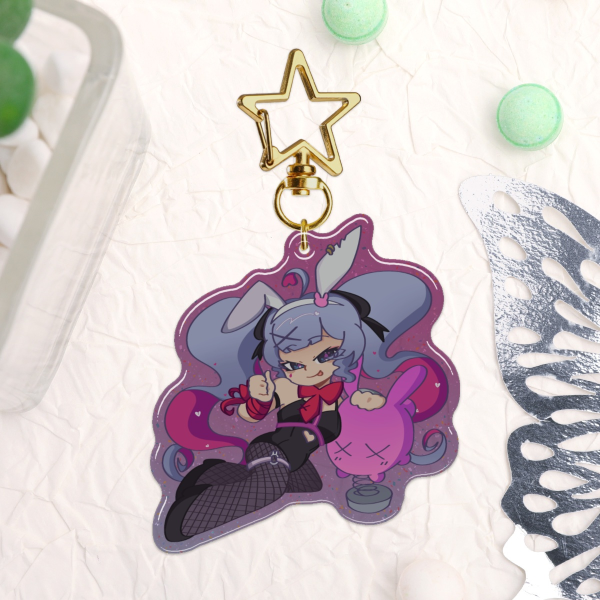 Rabbit Hole Miku - Epoxy Glitter Acrylic Keychain