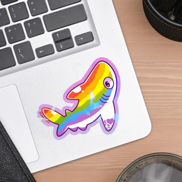 Shark 🏳️‍🌈 // Colored Edge Die Cut Stickers