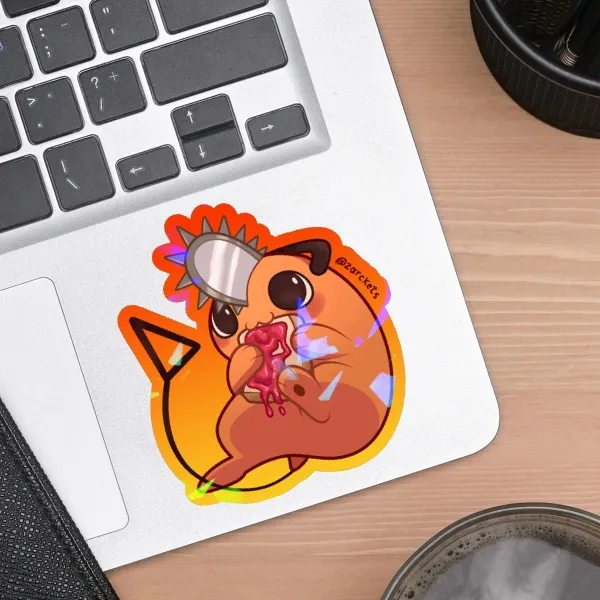 Pochita // Colored Edge Die Cut Stickers