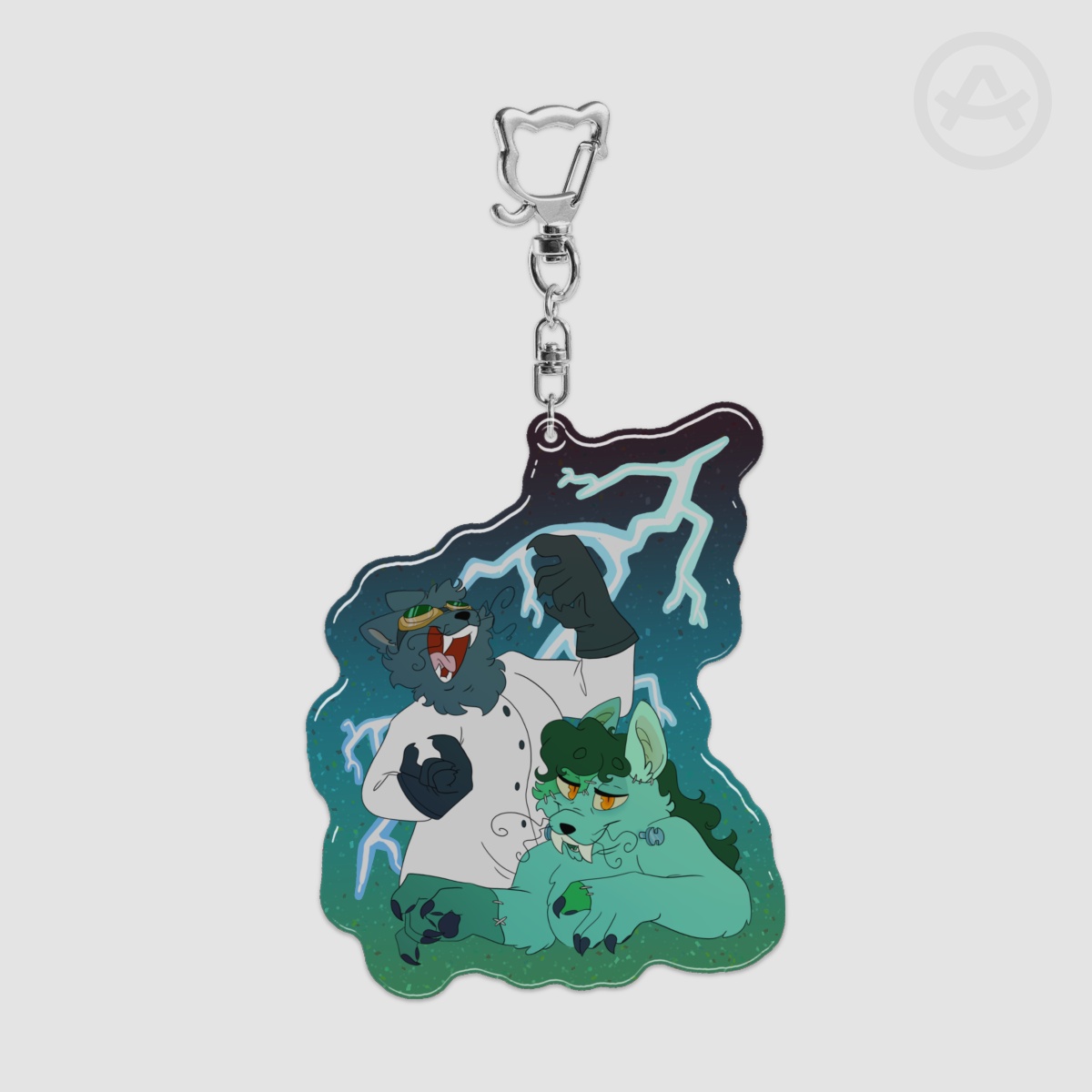 Frankittystein - Glitter Epoxy Acrylic Keychain