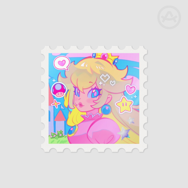 Princess Peach Stamp Sticker (Super Mario Bros)