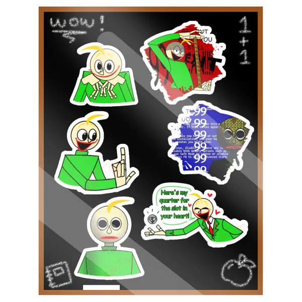 Glossy Baldi sticker sheet