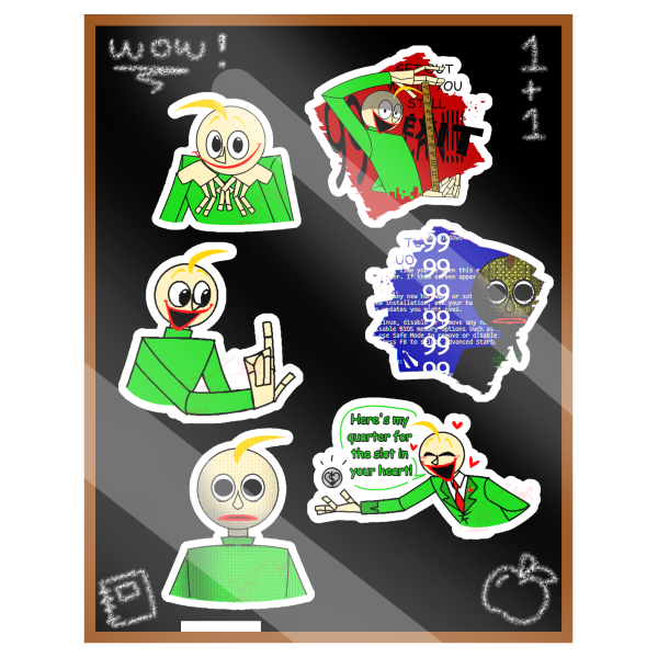 Glossy Baldi sticker sheet