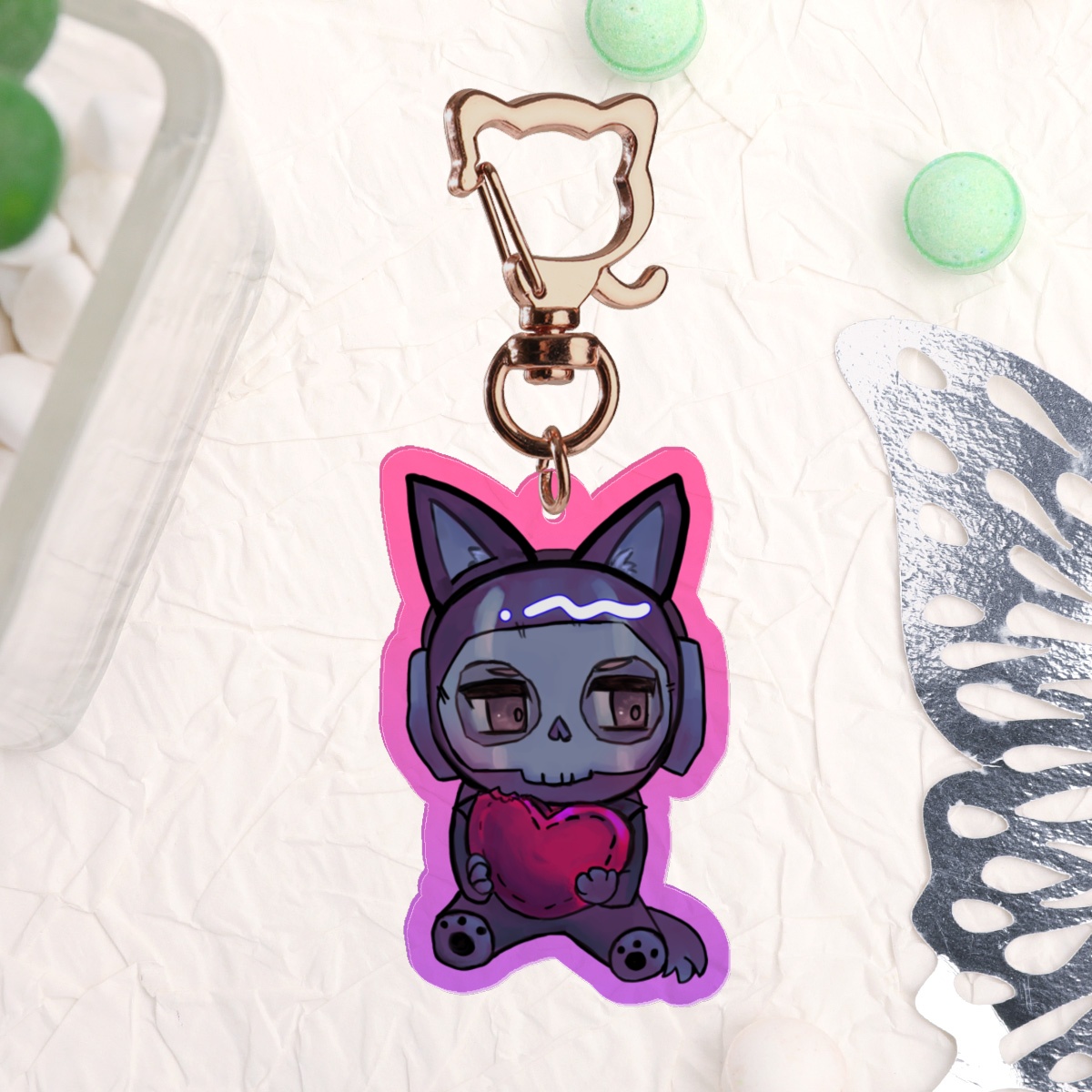 Ghost Cat Clear Acrylic Keychains