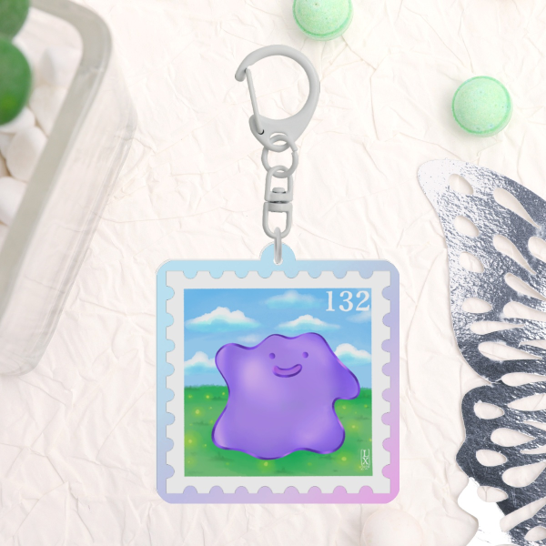 [132] Ditto - Pokemon Stamp Collection Keychain