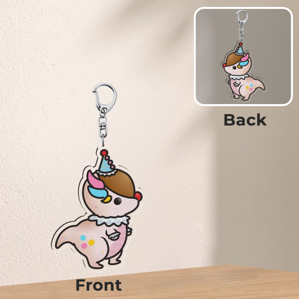 Clear Clown Dino Acrylic Keychain