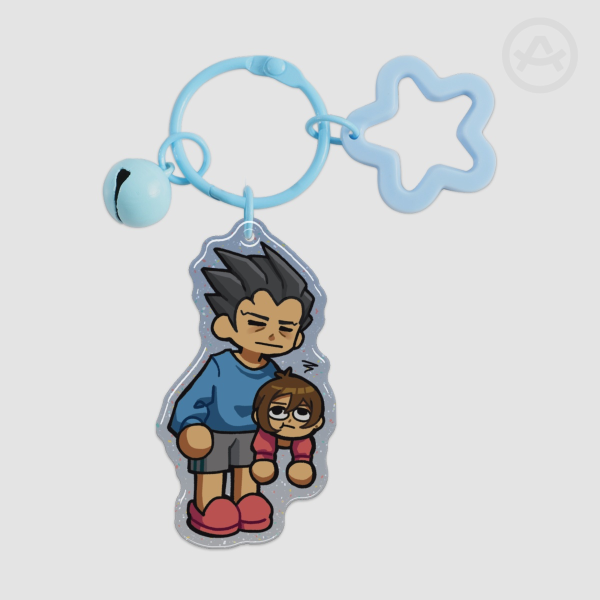 Pyjama Phoenix and Trucy Epoxy Glitter Acrylic Keychain