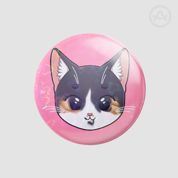 Mochi The Calico | Holo Button Badge