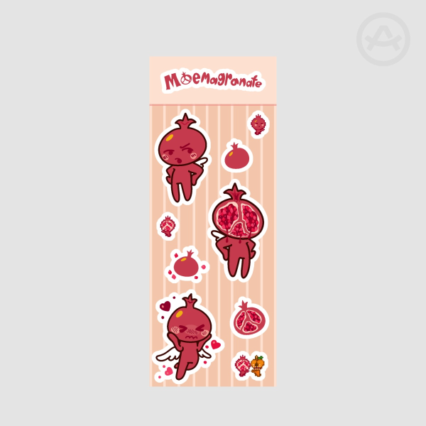 PEACHDOG - MOEMAGRANATE STICKER SHEET (7x18cm matte sticker sheet)