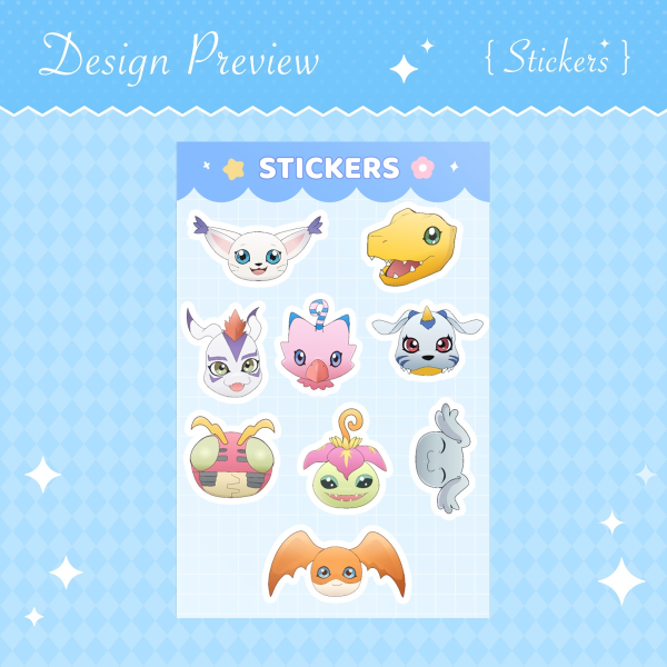 Coated Paper Stickers Sheet: Digimon Adventure