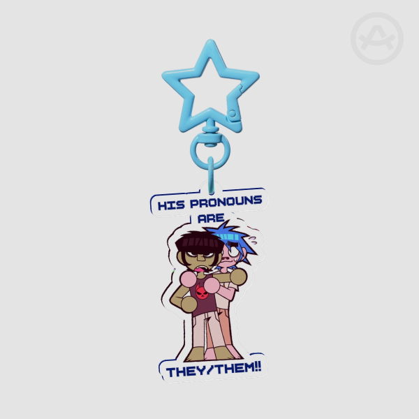 “HIS PRONOUNS ARE THEY/THEM” 2doc Clear Acrylic Keychain