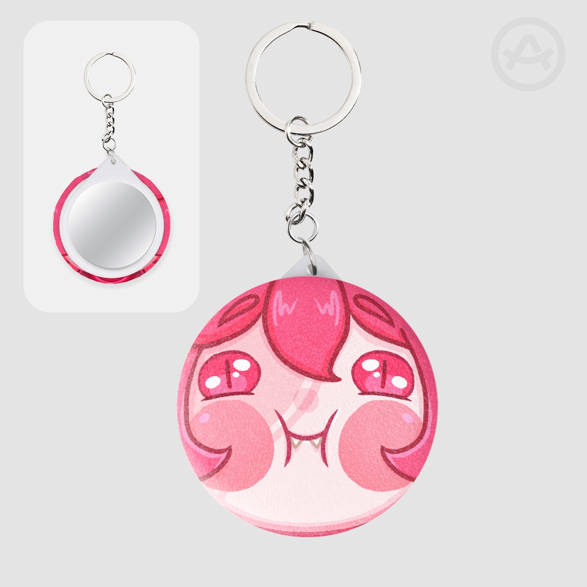 Cute Demon Plush Badge Mirror Keychains