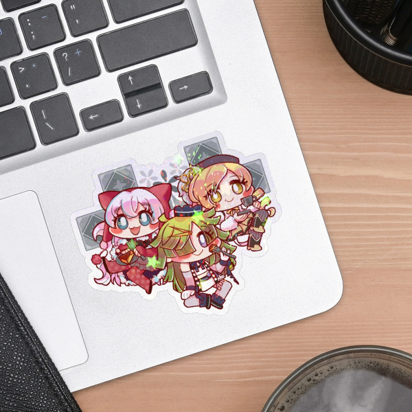 Mabayu Aki, Mami Tomoe, & Nagisa Momoe Chibis【Die Cut Holo Sticker】