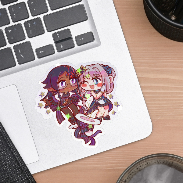 Livia Medeiros & Mitama Yakumo Chibis【Die Cut Holo Sticker】