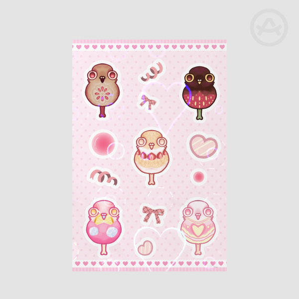 Strawberry Pigeon Drumstick Sticker sheet