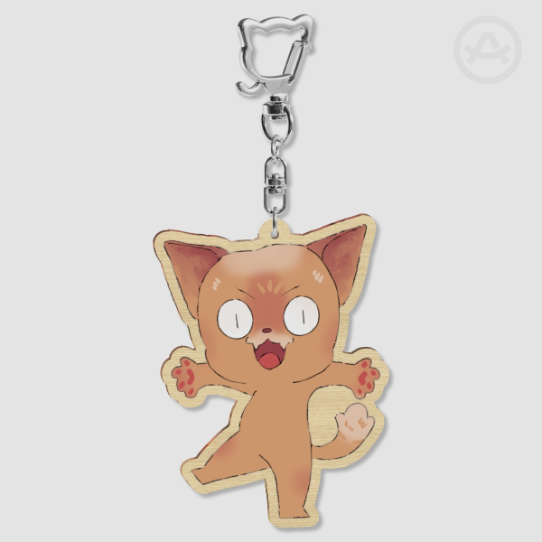 Pale Dilute Orange Cat Wood Keychain