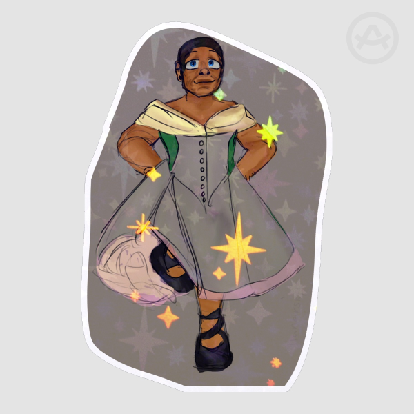 Cheerful man in a dress (sticker)