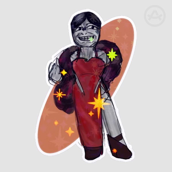 Pale visitor in a dress (sticker)