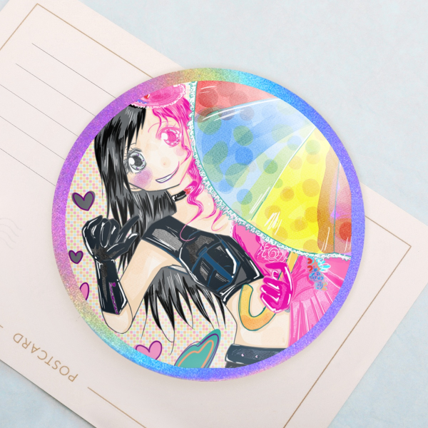 Black and Pink Holographic Badges