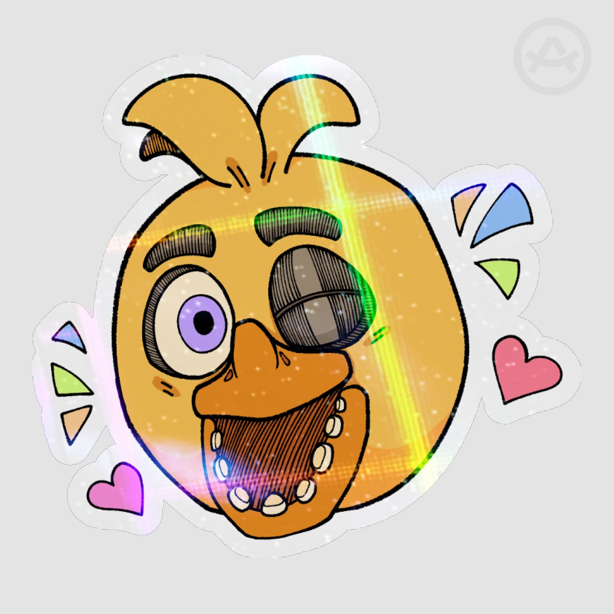 FNAF Chica the Chicken - Cross Rainbow Die Cut Sticker