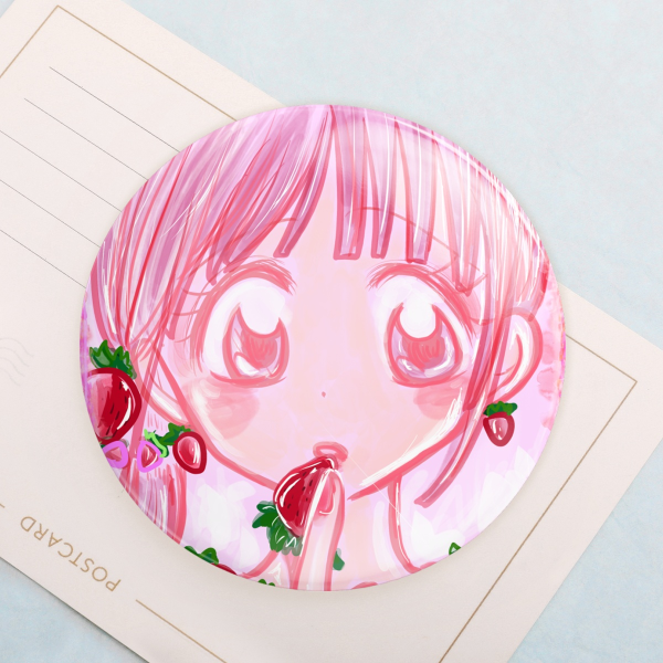 Pink girl Holographic Badges