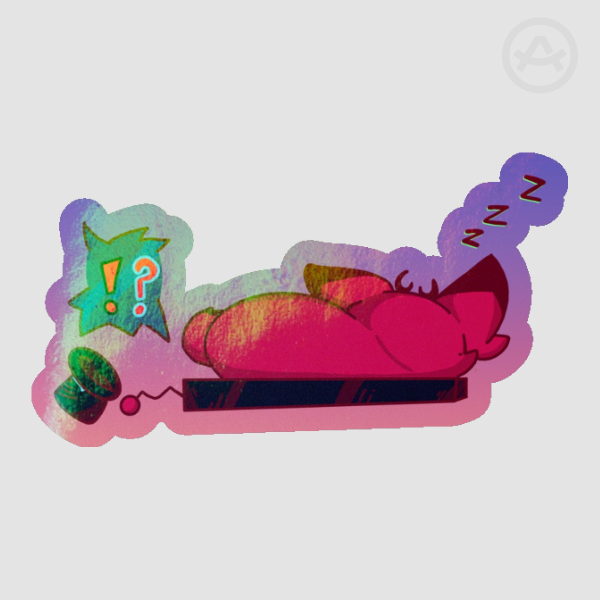 Cursed Cat Alastor sleeping on Vox head Die Cut Stickers