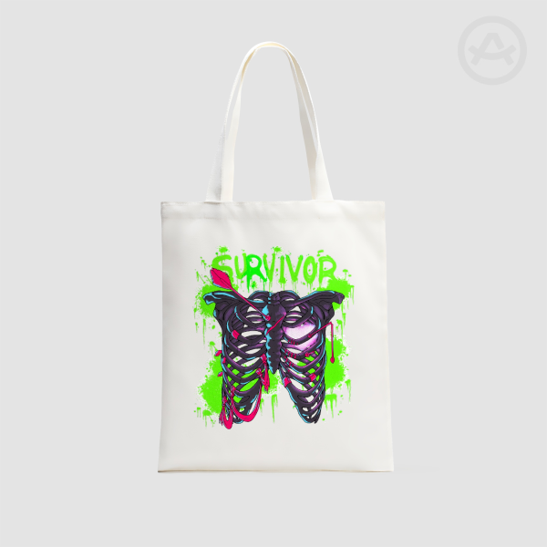 Survivor Vertical Print Tote Bag