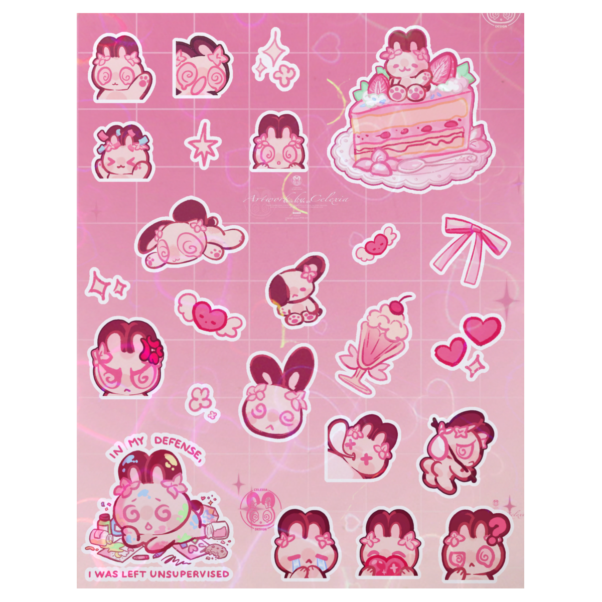 Celexia Bun! 🌸 Cute Bunny🐰 Coated Paper Stickers Sheet