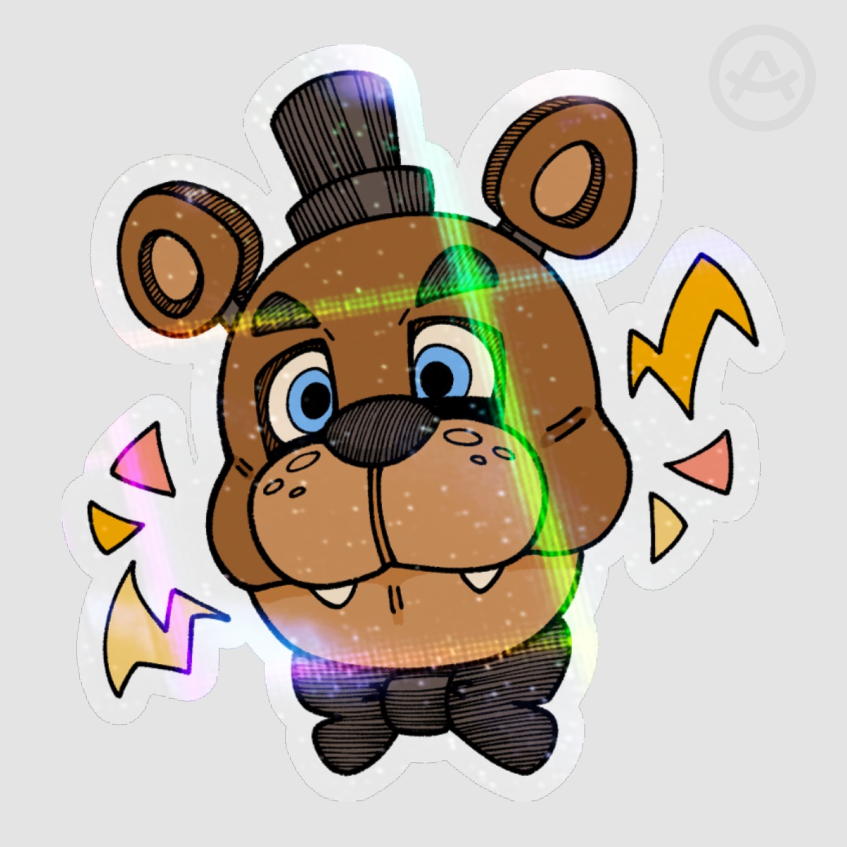 FNAF Freddy Fazbear - Cross Rainbow Die Cut Sticker