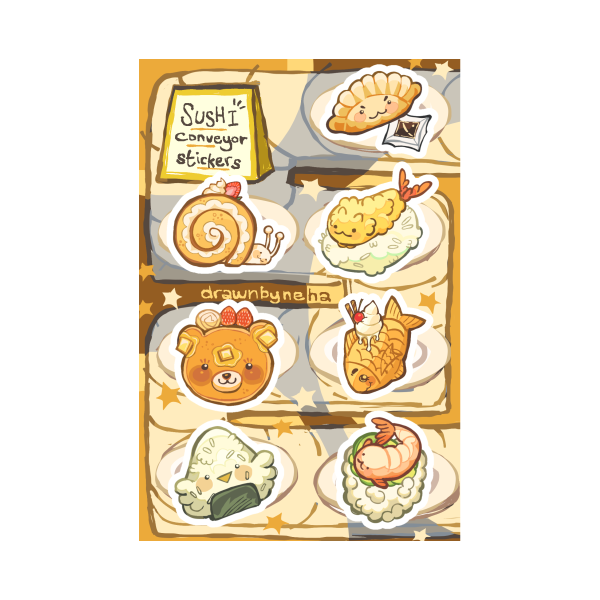 Sushi Conveyor Belt Sticker Sheet