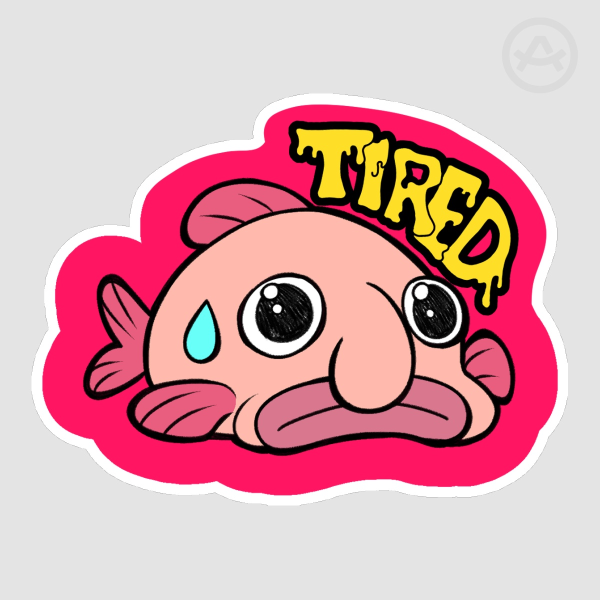 Tired Blobfish Die Cut Stickers