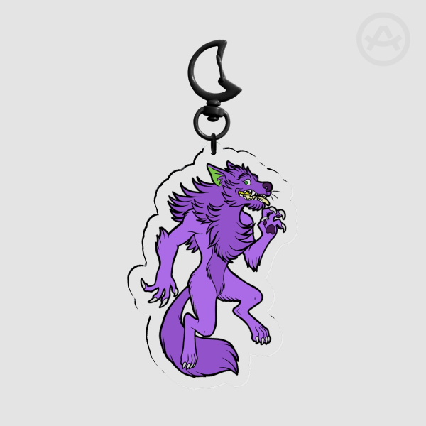 Generic Rampant Purple Werewolf Clear Acrylic Keychains