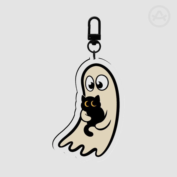 Ghost with best friend cat Clear Acrylic Keychains