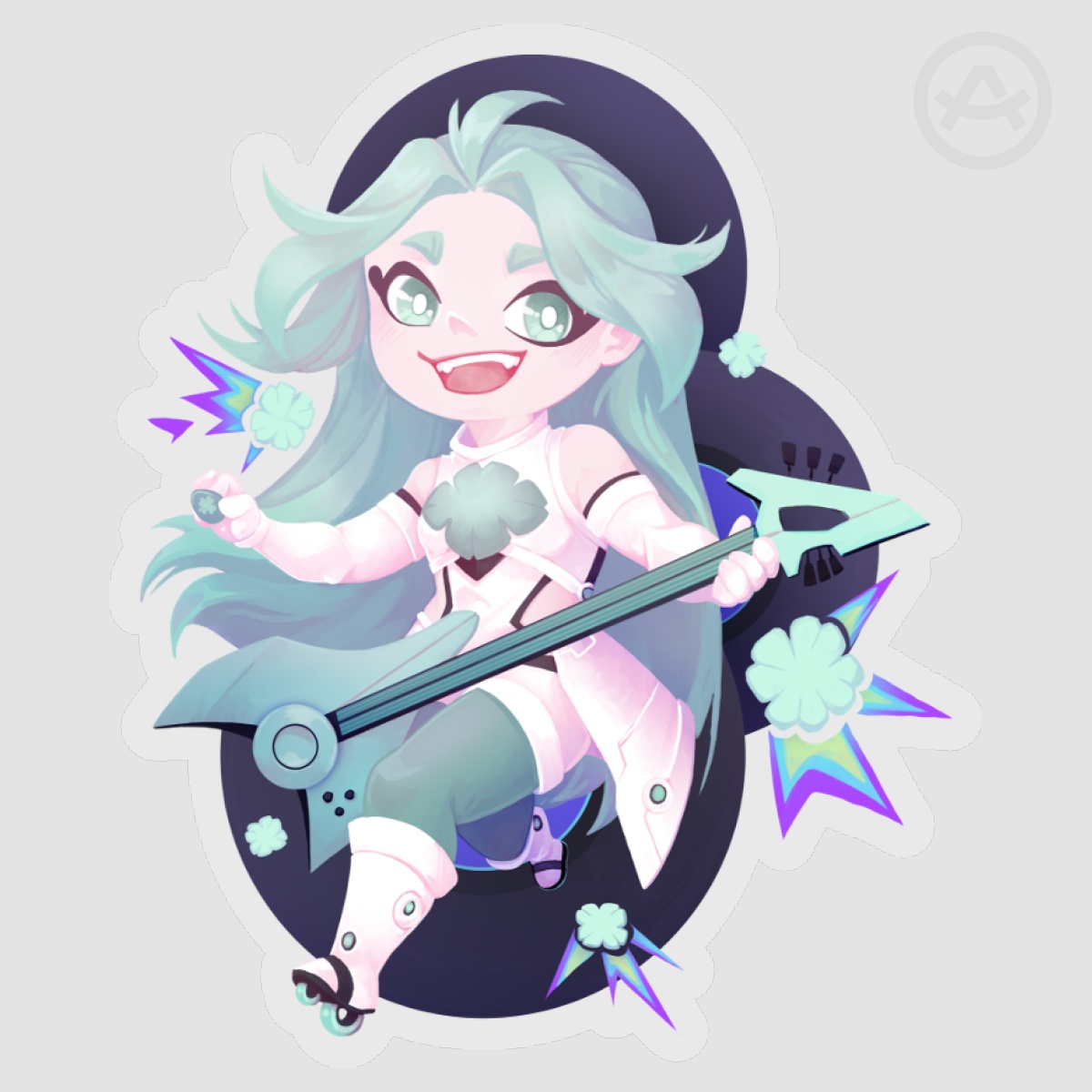Lucky Cyan Chibi Sticker