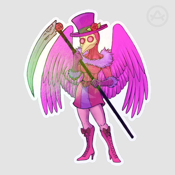 Pastel Goth Plague doctor chick Die Cut Stickers