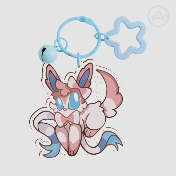 Sylveon Eeveelution Glittery Keychain!