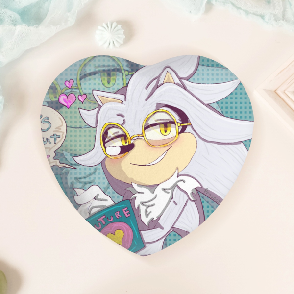 Silver The Hedgehog Special Heart Shape Plush Badge Button Pin