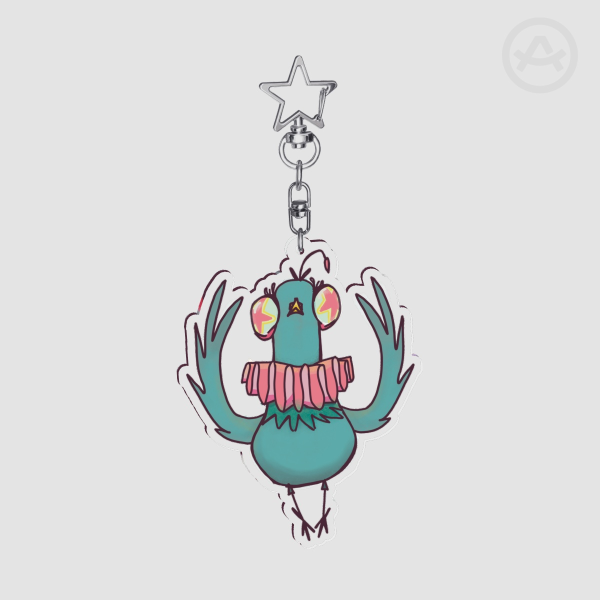 Pipette the Pigeon Clown Keychain - Silver Star