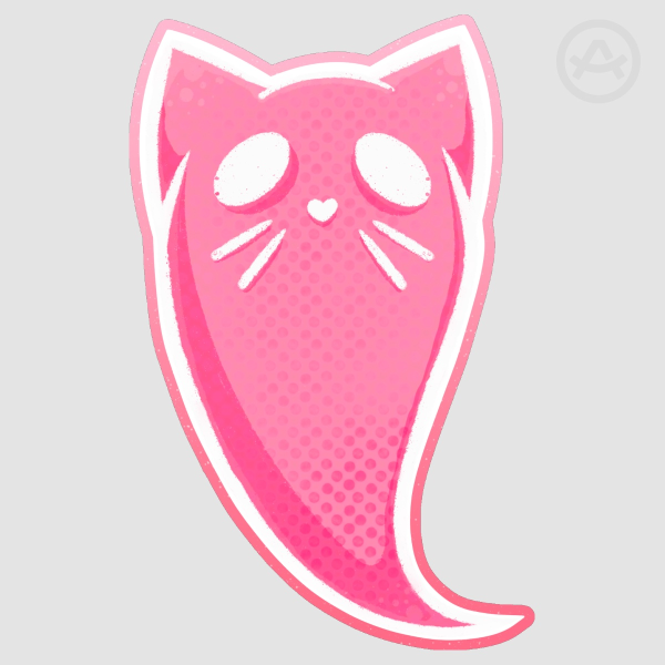 Pink Ghost Cat Die Cut Sticker